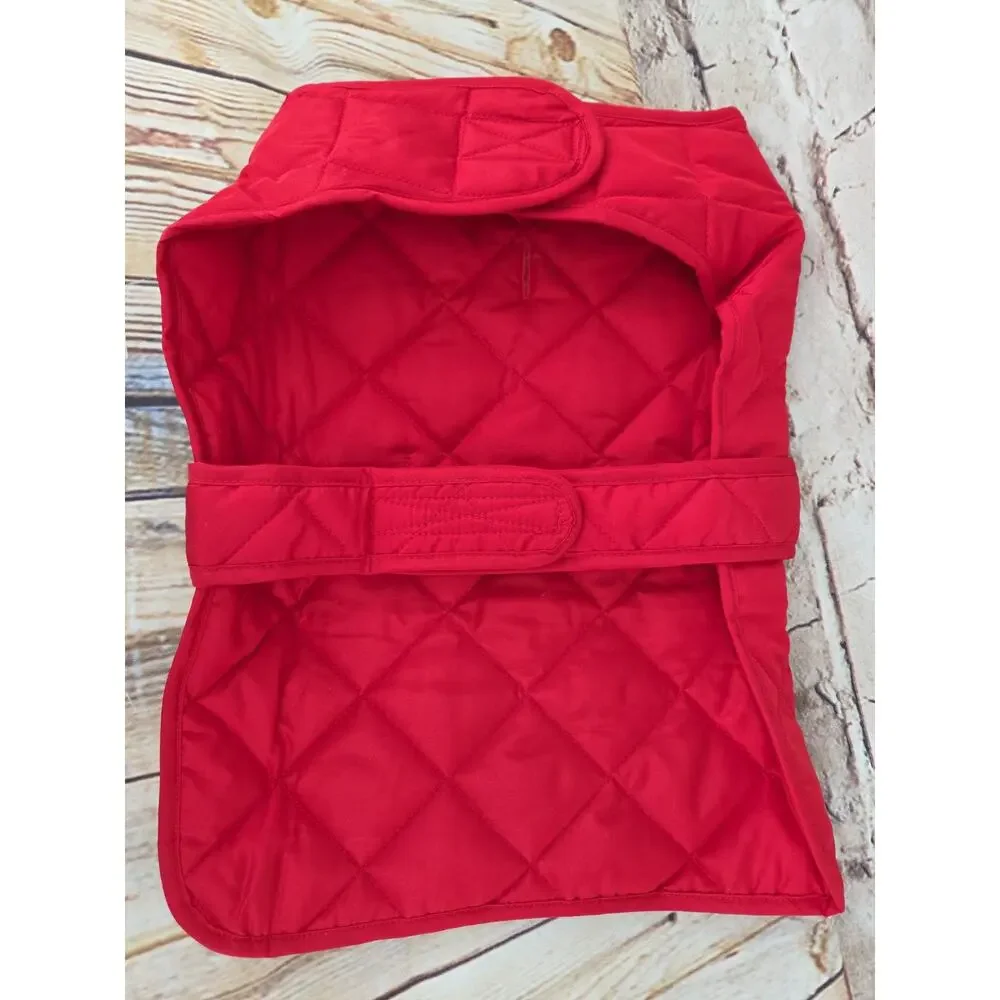 Quilted Dog Jacket Red Collar Opening Medium Dog Jacket
